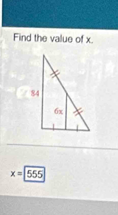 Find the value of x.
x=555