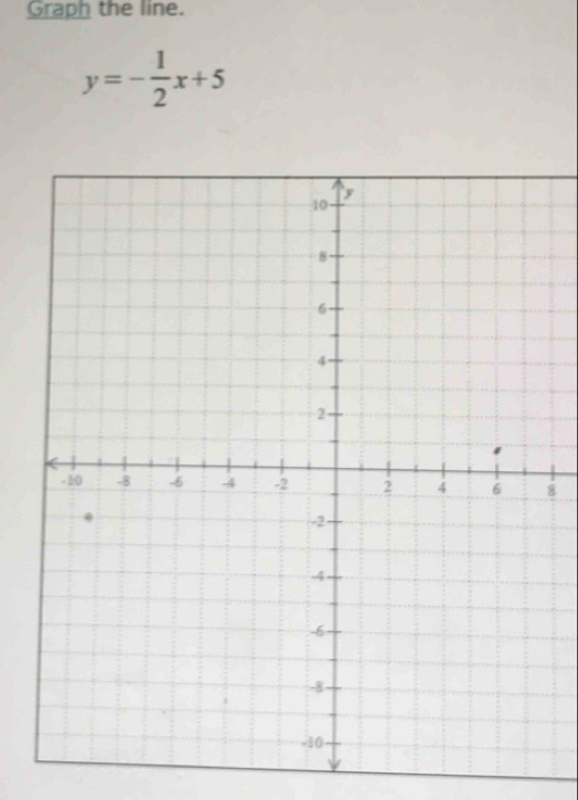 Graph the line.
y=- 1/2 x+5
8