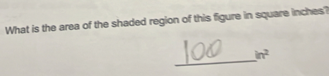 What is the area of the shaded region of this figure in square inches? 
_
in^2