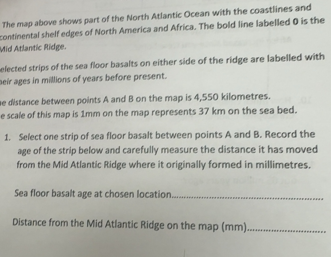 Solved: The map above shows part of the North Atlantic Ocean with the ...