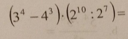 (3^4-4^3)· (2^(10):2^7)=