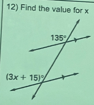 Find the value for x