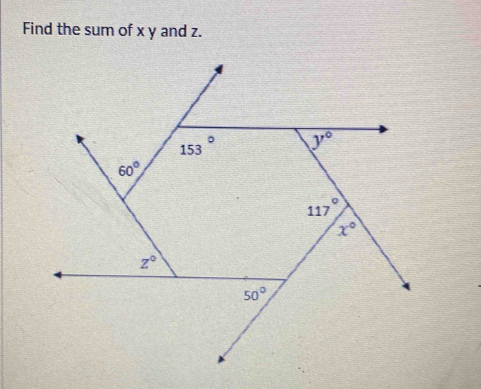 Find the sum of x y and z.