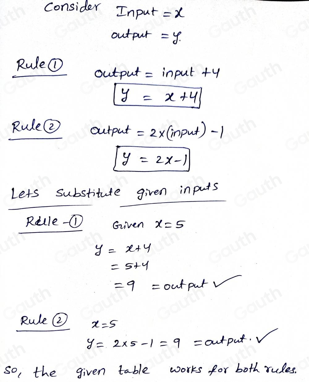 Solved: Rule 1: Increase the input by 4 to get the output. Rule 2 ...