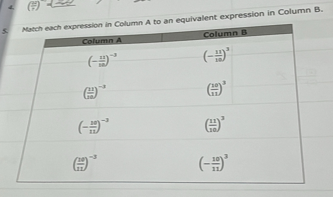 4
5lent expression in Column B.