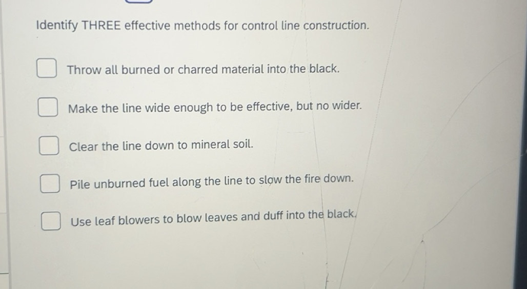 Solved: Identify THREE effective methods for control line construction ...