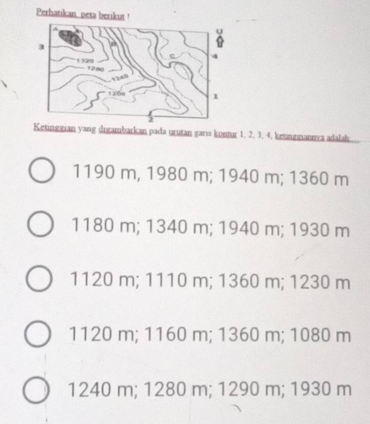 Telah dijawab:Perhatikan peta berikut ! Ketinggian yang digambarkan ...