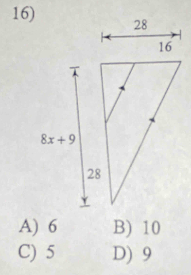 A) 6 B) 10
C) 5 D) 9