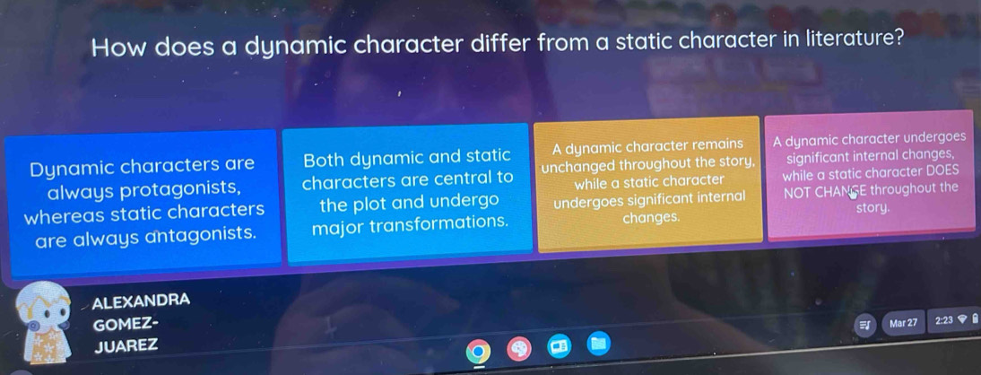 Solved: How does a dynamic character differ from a static character in ...