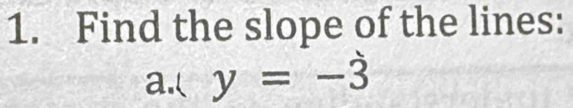 Find the slope of the lines: 
a.( y=-dot 3