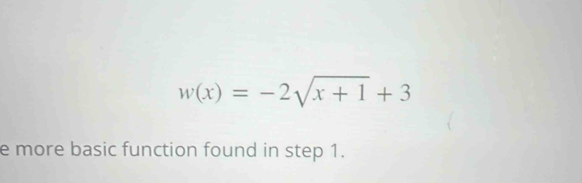 w(x)=-2sqrt(x+1)+3
e more basic function found in step 1.