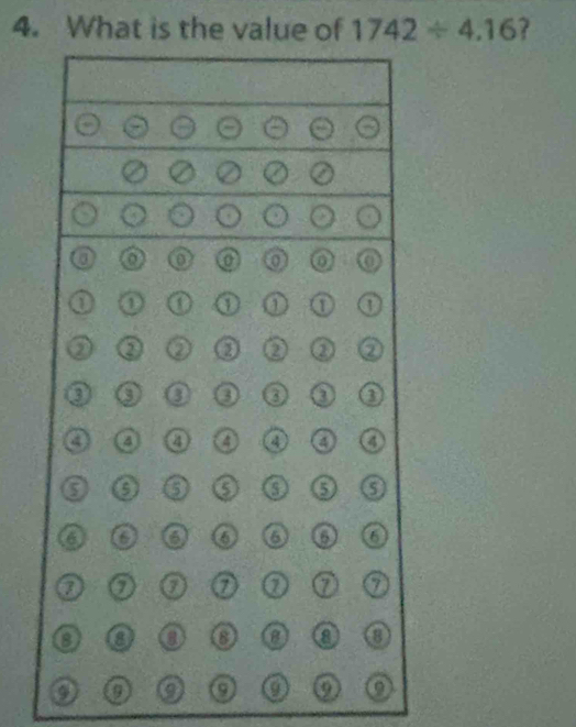 What is the value of 1742/ 4.16 ?
9 9 a