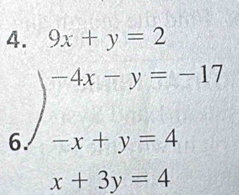 9x+y=2
2: 
6.
x+3y=4