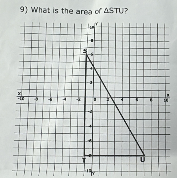 What is the area of △ STU ?