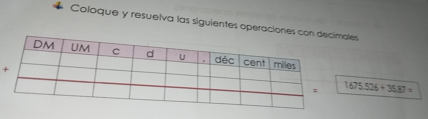 Coloque y resuelva las siguientes operaciones cales
1675.526+35.87=