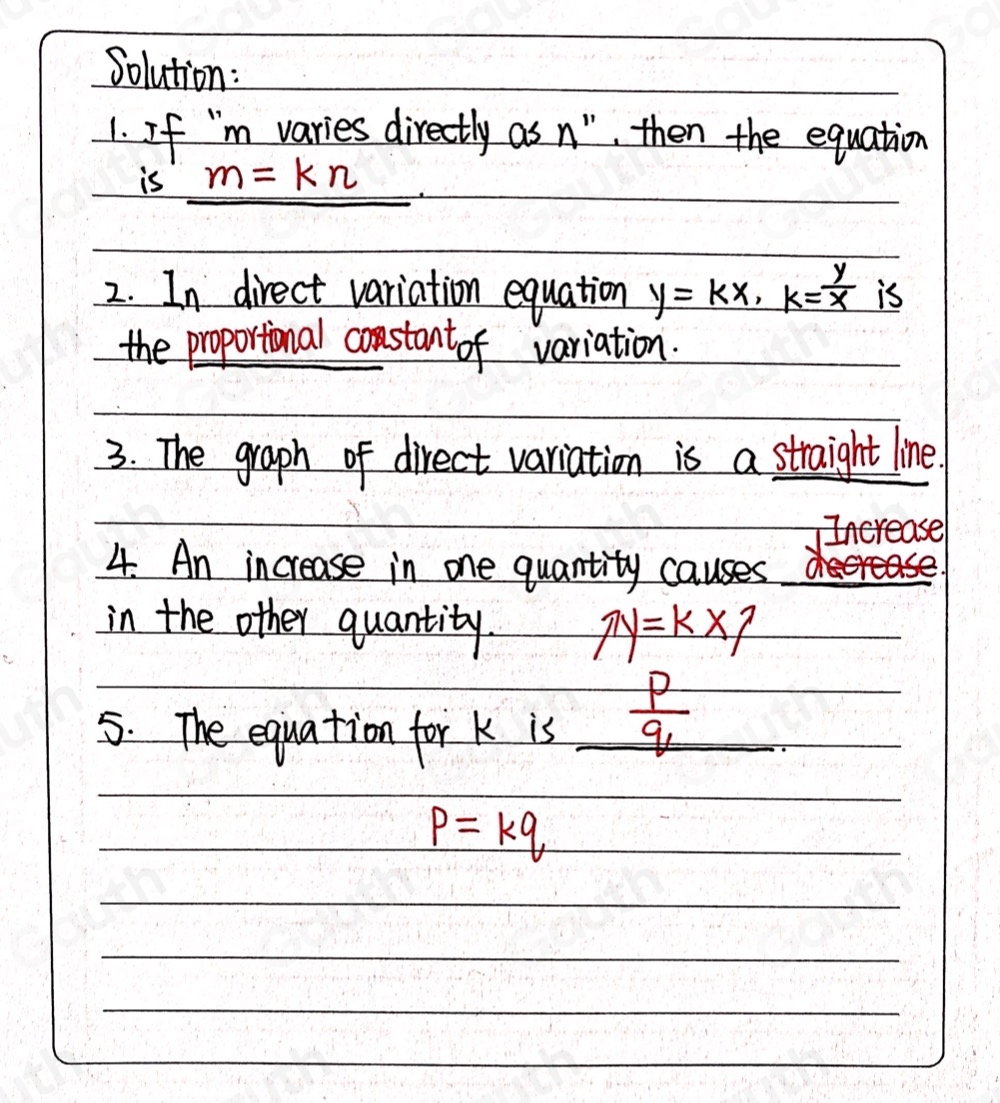 Solved: If the statement “ m varies directly as n ”, then the ...