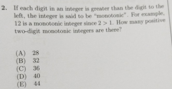 Solved: If each digit in an integer is greater than the digit to the ...