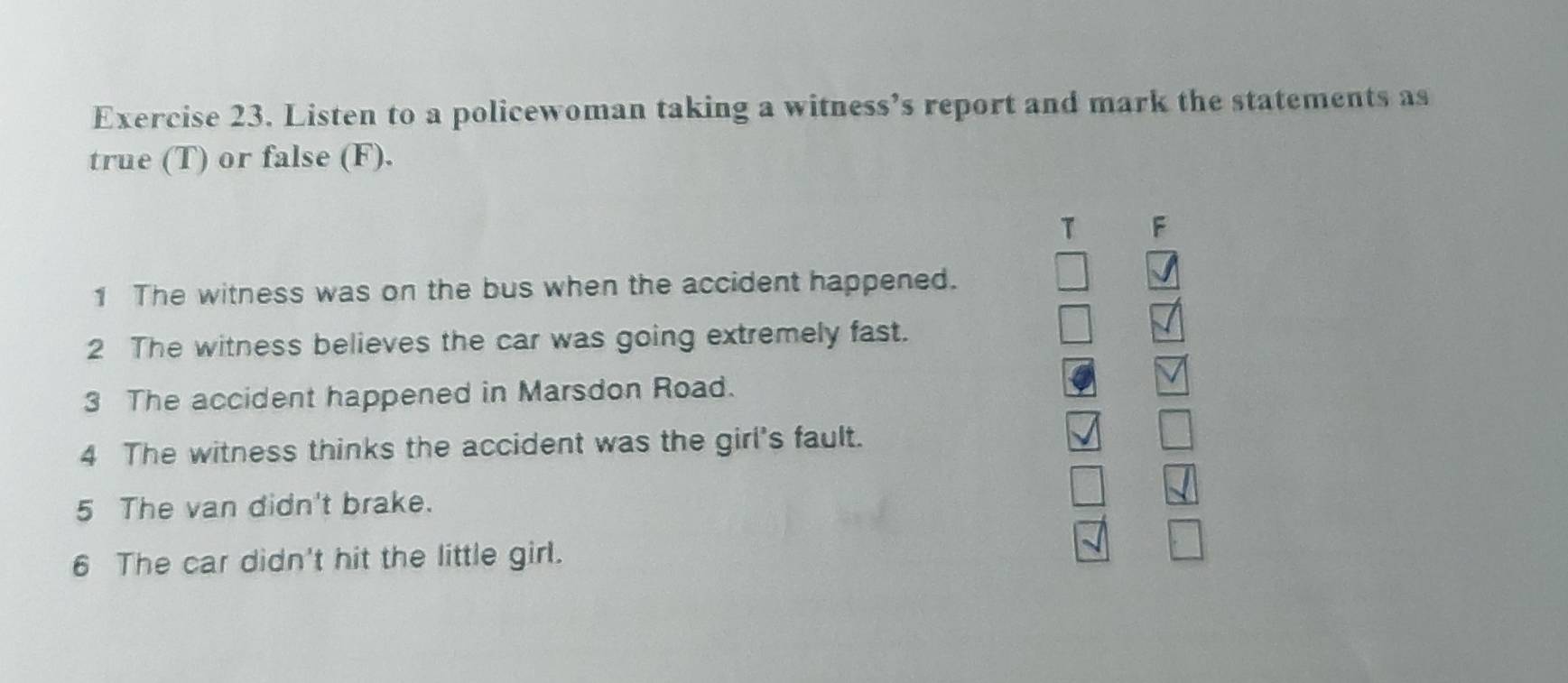 Giải quyết:Listen to a policewoman taking a witness’s report and mark ...