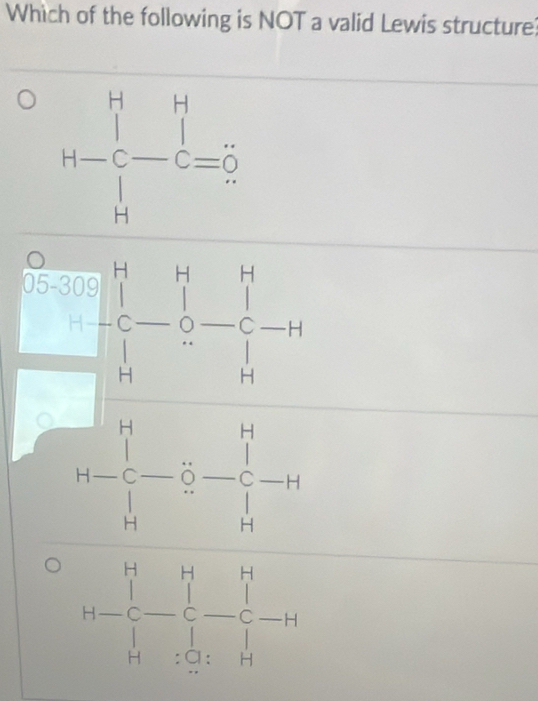 Which of the following is NOT a valid Lewis structure