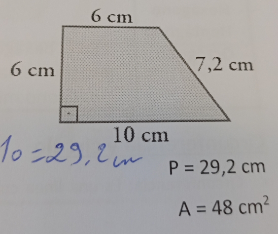 P=29,2cm
A=48cm^2