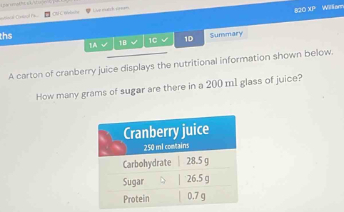 grams of sugar are there in a 200 m1 glass of juice?