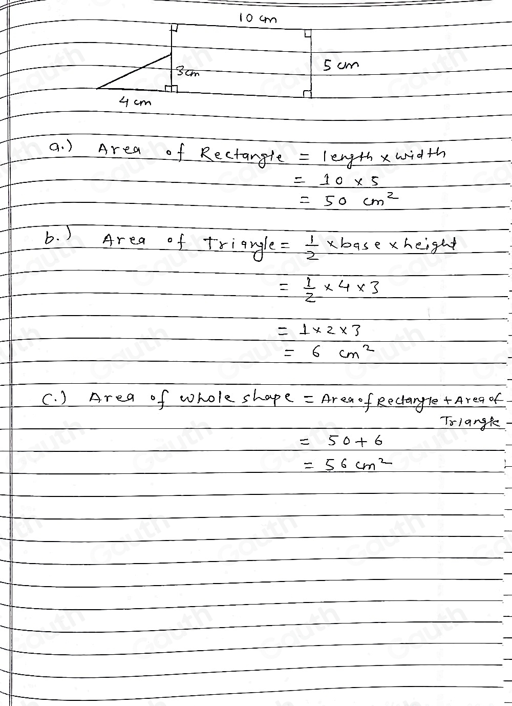 Solved: The shape shown below is made from a triangle and a rectangle ...