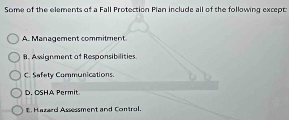 Solved: Some of the elements of a Fall Protection Plan include all of ...