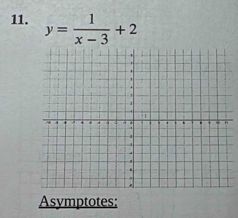 y= 1/x-3 +2
Asymptotes: