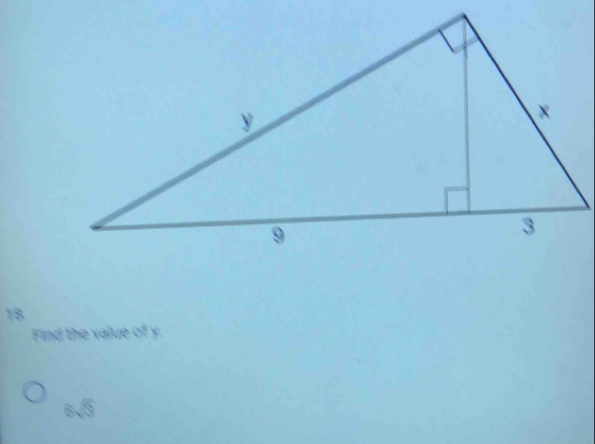 Find the value of y.
6sqrt(3)