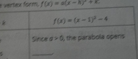 form, f(x)=a(x-h)^2+x