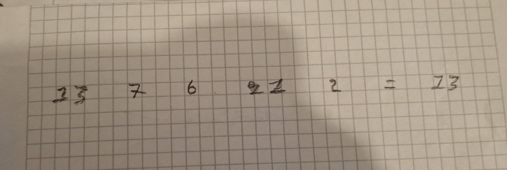 23
6^(^circ) 2 2=13