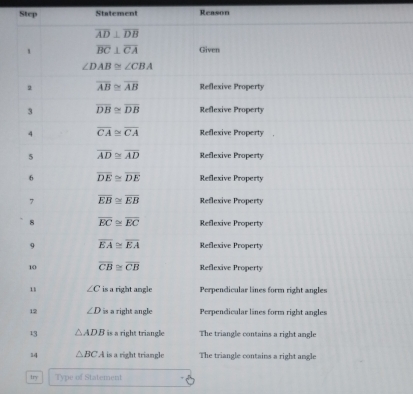 Step Statement Reason
try Type of Statement