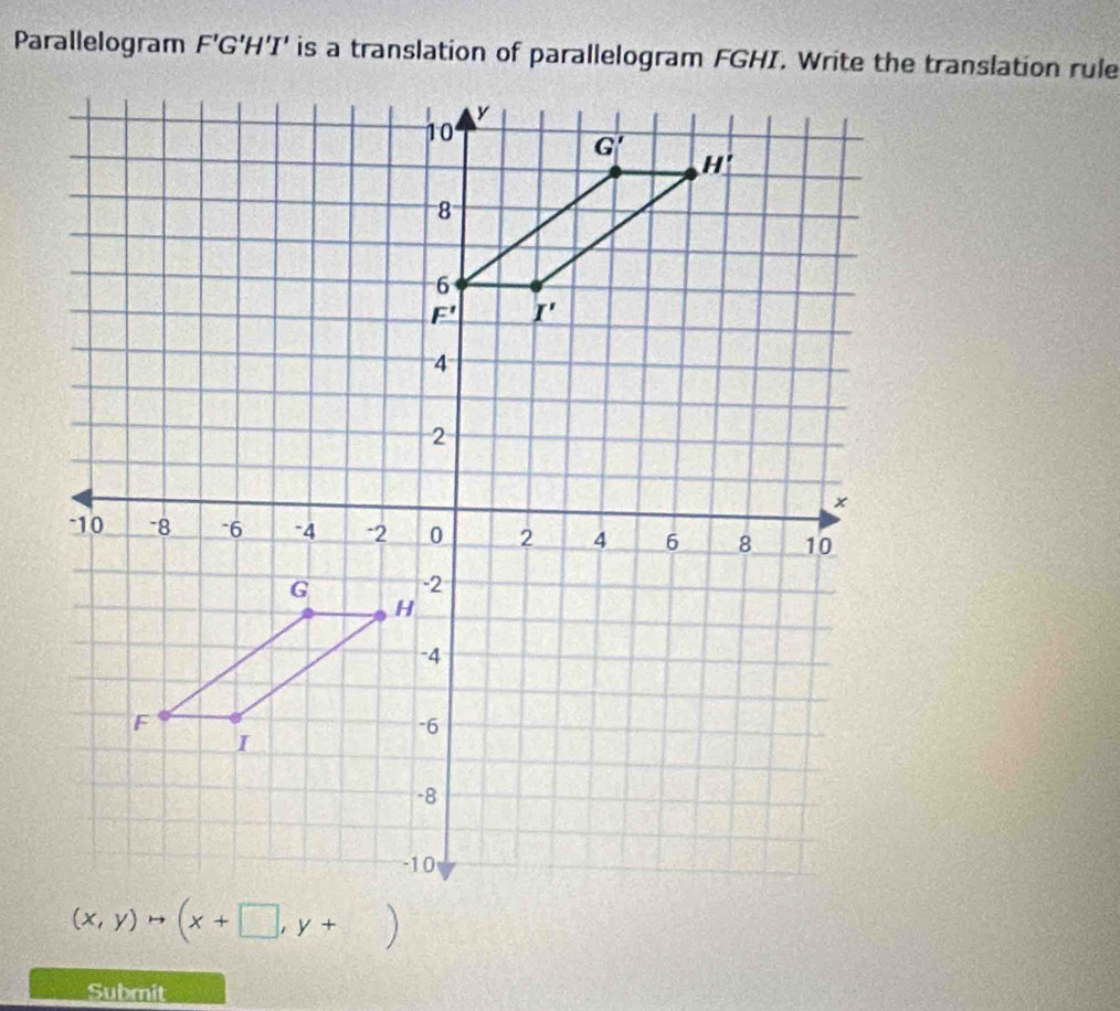 Parallelogram F'G'H'I'
Submit