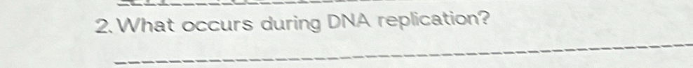 What occurs during DNA replication? 
_