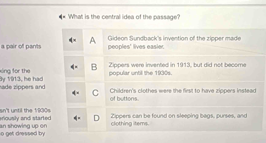 Solved: What is the central idea of the passage? A Gideon Sundback's ...