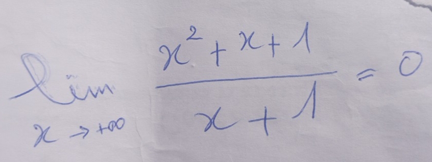 limlimits _xto +∈fty  (x^2+x+1)/x+1 =0