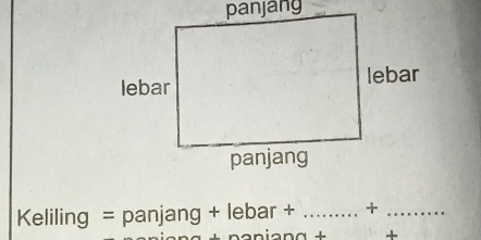 Keliling = panjang +lebar+ _ +_ 