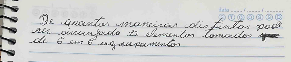 De quauntos maneinon disfintas pacl 
aer aranfade 12 elementos tomado 
de 6 em 8 overacspamentes