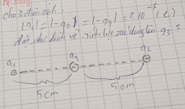 |n_1|=|-q_2|=|-q_3|=210^(-6)(C)
cho3 dien 
daf du dink ve, Tinh like zao dung(en 93? 
dz
9x
θ .
5 cim
5cm