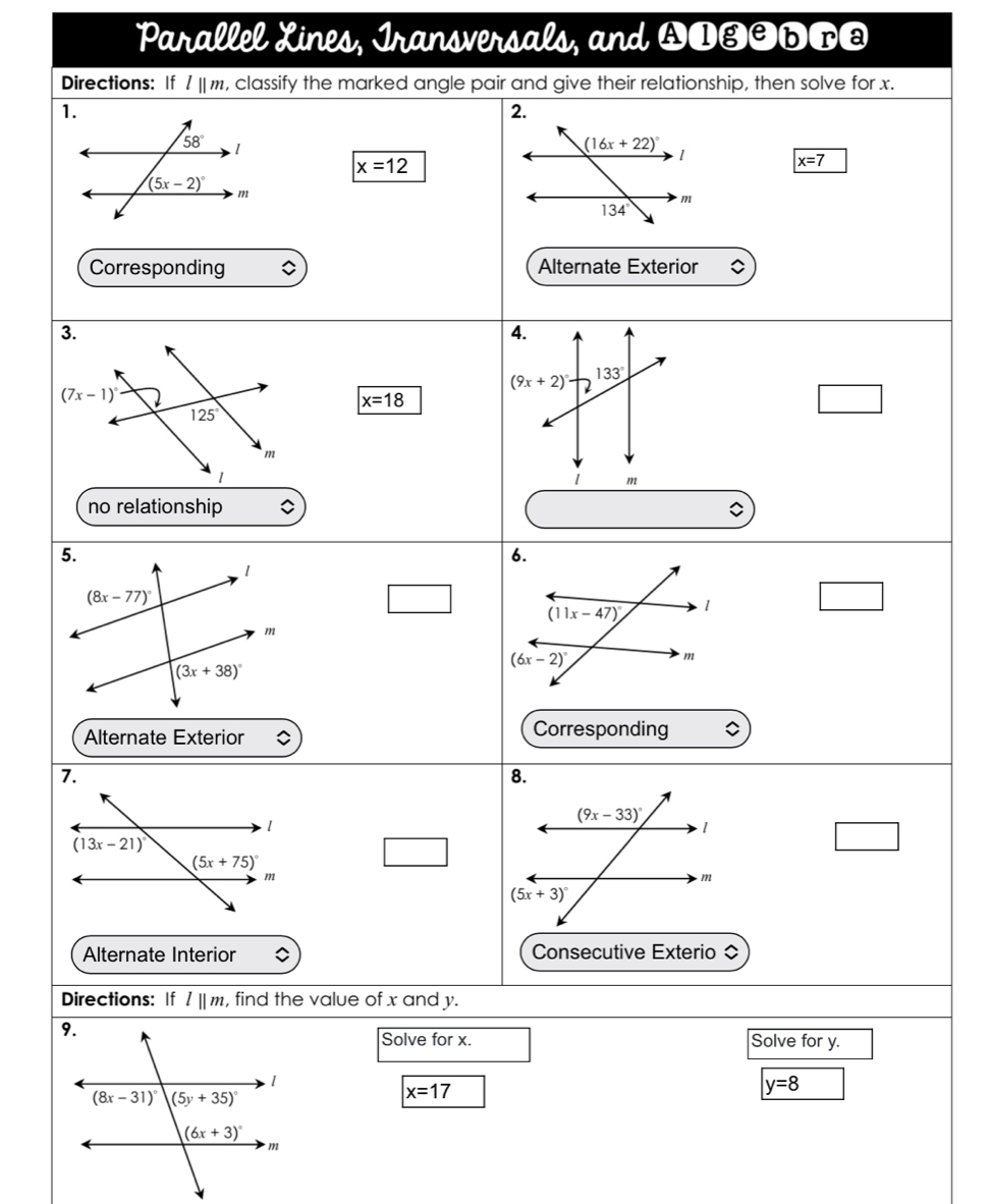 Parallel Xines, Iransversals, and A1gªbə