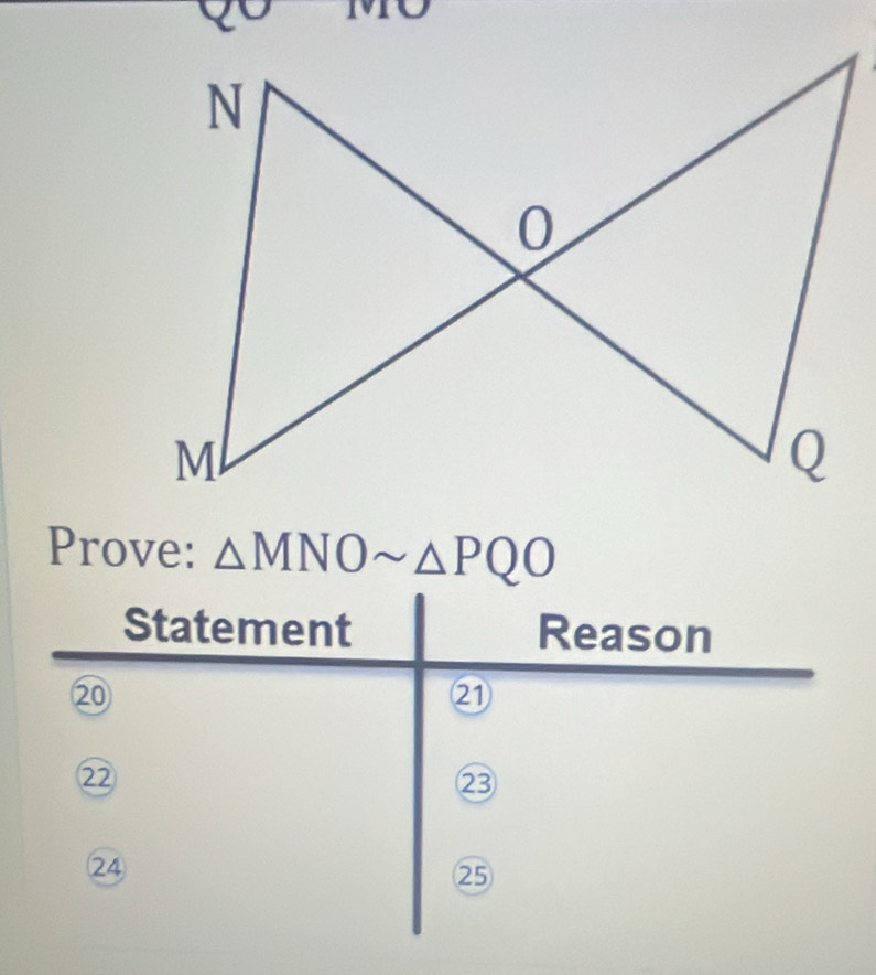 Prove: △ MNOsim △ PQO