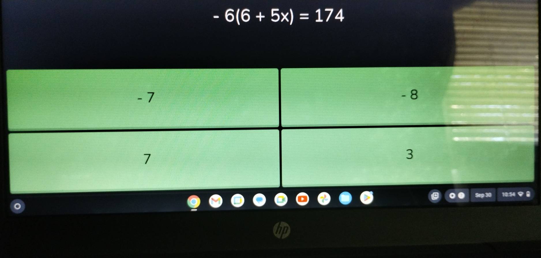 -6(6+5x)=174