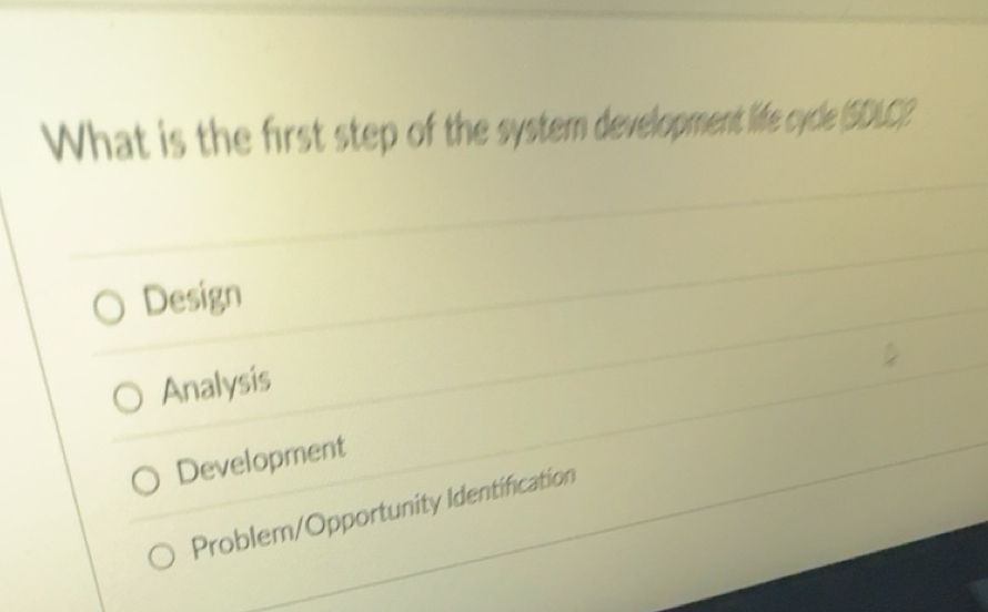 Solved: What is the first step of the system development life cycle ...