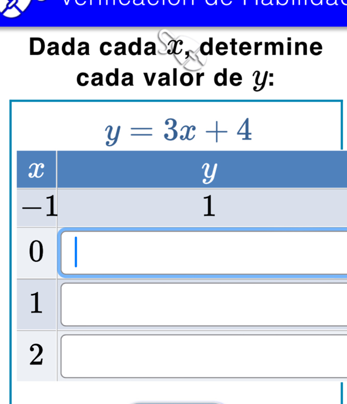 Dada cada I, determine
cada valor de y: