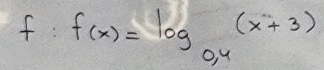 f:f(x)=log _0.4(x+3)