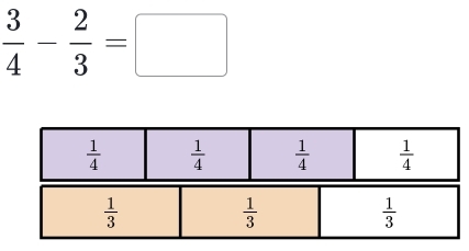  3/4 - 2/3 =□