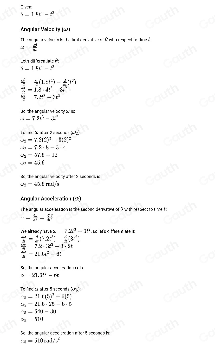 Solved: The angular displacement, θ radians, of the spoke of a wheel is ...