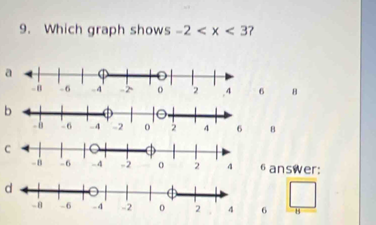 Which graph shows -2 7 
a
6 8 
b
8
C 
6 answer: 
d
6 B