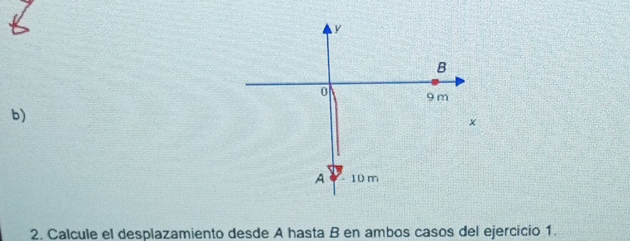 Calcule el desplazamiento desde A hasta B en ambos casos del ejercicio 1.