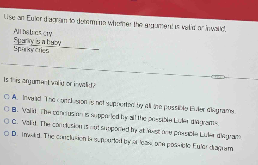 Solved: Use an Euler diagram to determine whether the argument is valid ...